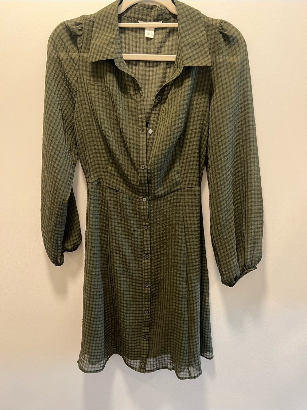 Caslon Olive Green Button-Front Long-Sleeve Dress